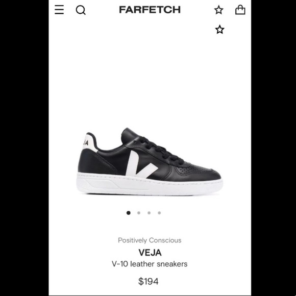 Veja V-10 Black and White Leather Lace Up Sneakers Shoes NEW Womens US 9 - Picture 4 of 11